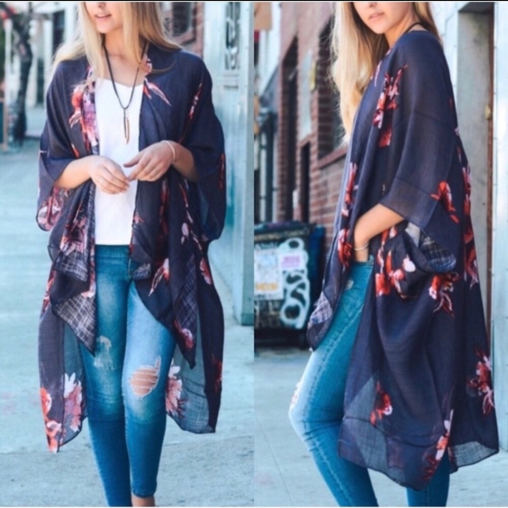 Couture Gypsy Gray Floral Kimono